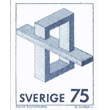 Szwecki znaczek z widniejącą 'niemożliwą bryłą', autorstwa Oscara Reutersward'a. Nominał 75.